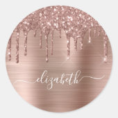 Roos Gold Glitter-schijven op maat Ronde Sticker (Voorkant)