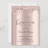 Roos Gold Glitter-schijven Quinceanera Kaart (Voorkant)