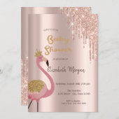 Roos Gold Glitter-schijven, roze flamingos Kaart (Voorkant / Achterkant)
