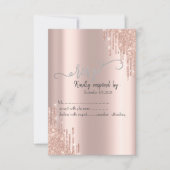 Roos Gold Glitter-schijven RSVP Kaart (Voorkant)