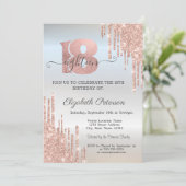 Roos Gold Glitter-schijven Silver 18e verjaardag Kaart (Staand voorkant)