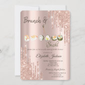 Roos Gold Glitter-schijven Sushi-Vrijgezellenfeest Kaart (Voorkant)