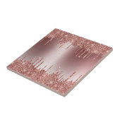 Roos Gold Glitter-schijven Tegeltje (Zijkant)