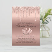 Roos Gold Glitter-schijven Virtueel Baby shower Kaart (Staand voorkant)