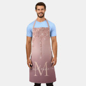 Roos Gold Glitter Schort Aangepaste naam en letter (Gedragen)