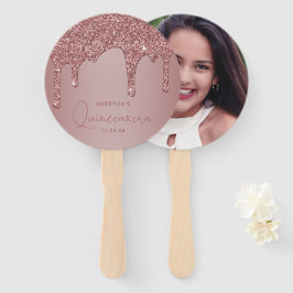 Roos Gold Glitter schrijft Quinceanera Foto Handwaaier