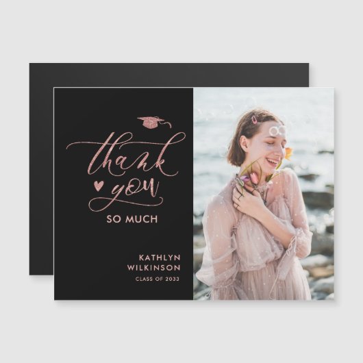 Roos Gold Glitter Script Afstuderen Hartelijk dank (Voorkant / Achterkant)