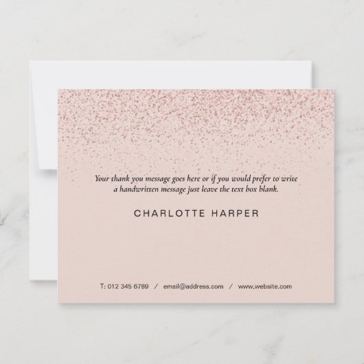 Roos Gold Glitter Script Business - Hartelijk dank Bedankkaart (Achterkant)