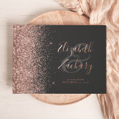 Roos Gold Glitter Script Dark Gastenboek