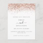 Roos Gold Glitter Script Elegant Save the Date Aankondigingskaart (Voorkant)
