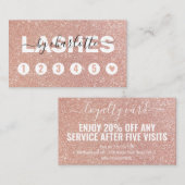 Roos Gold Glitter Script Makeup Loyalty-kaart Klantenkaartje (Voorkant / Achterkant)