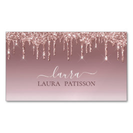 Roos Gold glitter-script met monogram Busine Magnetisch Visitekaartje