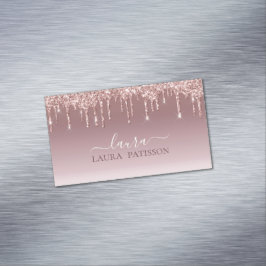 Roos Gold glitter-script met monogram Busine Magnetisch Visitekaartje