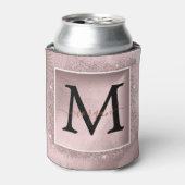 Roos Gold Glitter Script Monogram Blikjeskoeler (Blikje Voorkant)