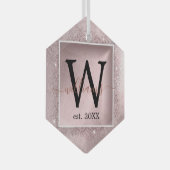 Roos Gold Glitter Script Monogram Glas Ornament (Voorkant Rechts)