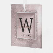 Roos Gold Glitter Script Monogram Glas Ornament (Voorkant links)