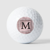 Roos Gold Glitter Script Monogram Golfballen (Voorkant)