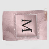 Roos Gold Glitter Script Monogram Golfhanddoek (Horizontaal)