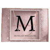 Roos Gold Glitter Script Monogram Groot Cadeauzakje (Achterkant)