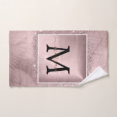 Roos Gold Glitter Script Monogram Handdoek (Handdoek)