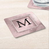 Roos Gold Glitter Script Monogram Kartonnen Onderzetters (Schuin)