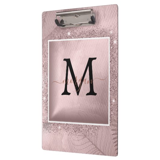 Roos Gold Glitter Script Monogram Klembord (Links)