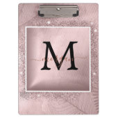 Roos Gold Glitter Script Monogram Klembord (Voorkant)