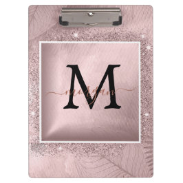 Roos Gold Glitter Script Monogram Klembord