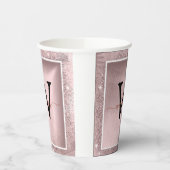Roos Gold Glitter Script Monogram Papieren Bekers (Links)