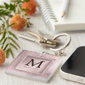 Roos Gold Glitter Script Monogram Sleutelhanger (Voorkant Rechts)