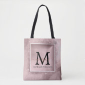 Roos Gold Glitter Script Monogram Tote Bag (Voorkant)