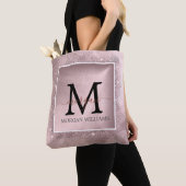 Roos Gold Glitter Script Monogram Tote Bag (Dichtbij)
