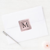 Roos Gold Glitter Script Monogram Vierkante Sticker (Envelop)