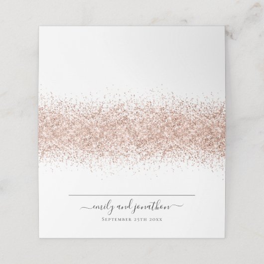Roos Gold Glitter Script Names Date Plaatskaartje (Buitenkant ongevouwen)