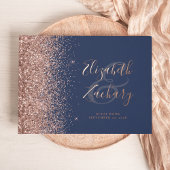 Roos Gold Glitter Script Navy Blue Gastenboek
