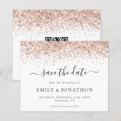 Roos Gold Glitter Script Save the Date (Voorkant / Achterkant)