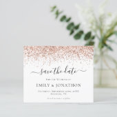 Roos Gold Glitter Script Save the Date (Staand voorkant)