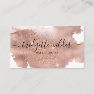 Roos Gold Glitter Script Signature Makeup Artist Visitekaartje