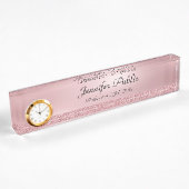 Roos Gold Glitter Script Sjabloon met klok Naambordje