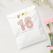 Roos Gold Glitter Script Sweet 16 zaterdag Bedankzakje (Gezegeld)