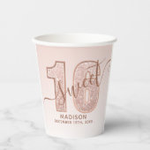 Roos Gold Glitter Script Sweet 16 zaterdag Papieren Bekers (Voorkant)