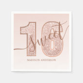 Roos Gold Glitter Script Sweet 16 zaterdag Servet (Voorkant)