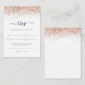 Roos Gold Glitter Script Wedding RSVP Enclosure Ca Notitiekaartje (Voorkant / Achterkant)