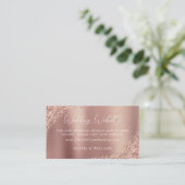 Roos Gold Glitter Script Weduwwebsite Informatiekaartje (Staand voorkant)