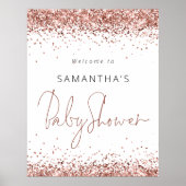 Roos Gold Glitter Script Welkom bij Baby shower Poster (Voorkant)
