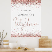 Roos Gold Glitter Script Welkom bij Baby shower Poster (Keuken)
