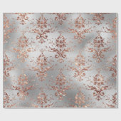 Roos Gold Glitter Scroll Werken op grijs Cadeaupapier (Vlak)