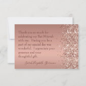 Roos Gold Glitter Sentiment Bat Mitswa Dank je Bedankkaart (Achterkant)