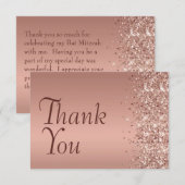 Roos Gold Glitter Sentiment Bat Mitswa Dank je Bedankkaart (Voorkant / Achterkant)