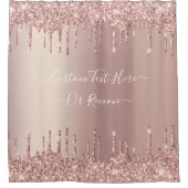 Roos Gold Glitter Shower Curtain - aangepaste teks Douchegordijn (Voorkant)